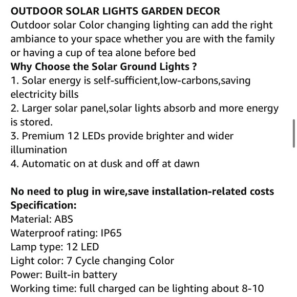 8 pack Solar ground Lighting New - Picture 7 of 8